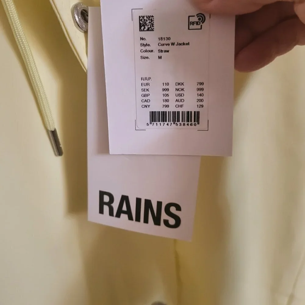 RAINS - Curve W Jacket Color (yellow) Size: Medium NWT - Picture 10 of 12
